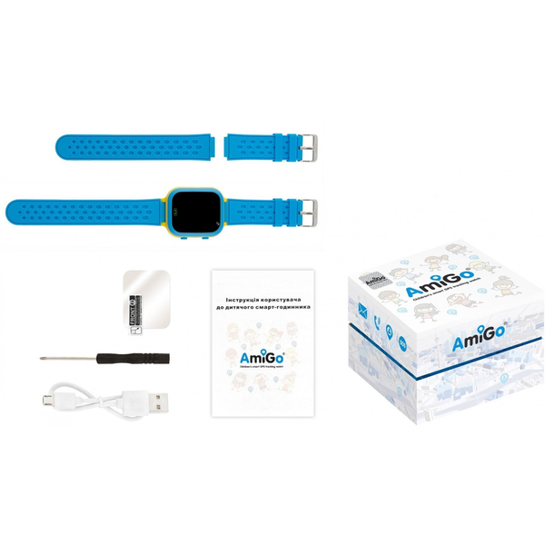 Дитячий годинник AmiGo GO009 GLORY Camera+LED WIFI Blue-Yellow, изображение 6