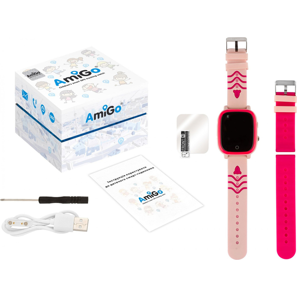 Дитячий годинник AmiGo GO005 4G WIFI Thermometer Pink, изображение 3