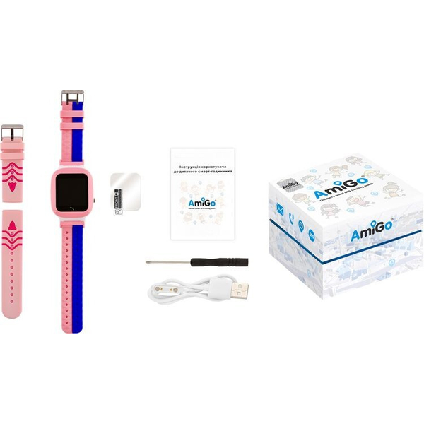 Дитячий годинник AmiGo GO004 Splashproof Camera+LED Pink, изображение 4