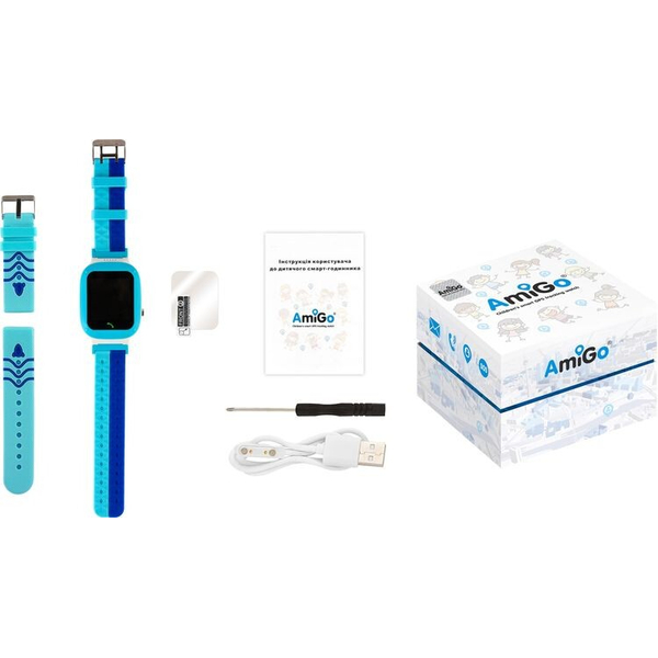 Дитячий годинник AmiGo GO004 Splashproof Camera+LED Blue, изображение 4