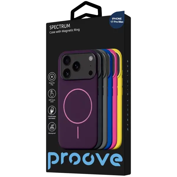 Чохол Proove Spectrum Case with Magnetic Ring iPhone 17 Pro Max (кислотний синiй), зображення 3