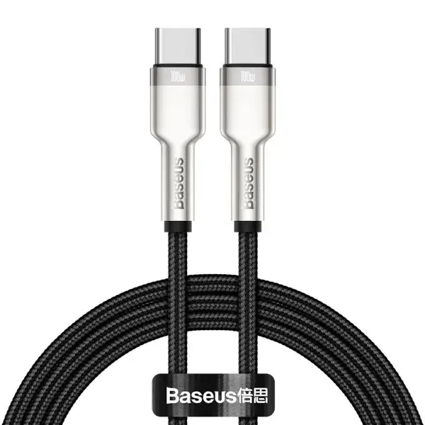 Кабель Baseus Cafule Metal Type-C to Type-C 100W Black 1m (CATJK-C01)