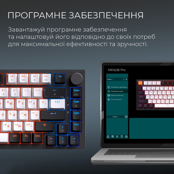 Бездротова механічна клавіатура GamePro Asgard Valhalla (MK160B Pro) 75% QLAB orange switches, изображение 8