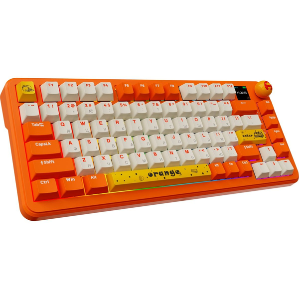 Бездротова механічна клавіатура Ajazz AK820 MAX Avocado Switch Orange-White Theme-RGB--With Screen, зображення 4