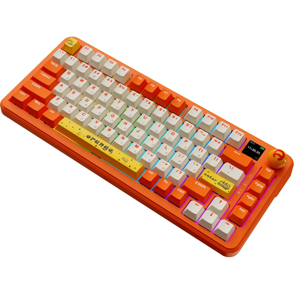 Бездротова механічна клавіатура Ajazz AK820 MAX Avocado Switch Orange-White Theme-RGB--With Screen, изображение 6