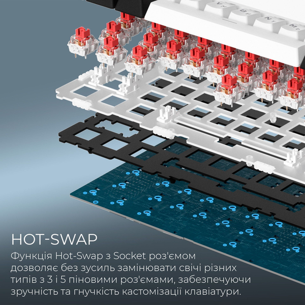 Бездротова механічна клавіатура GamePro Asgard Valhalla (MK160W Pro) 75% QLAB orange switches, изображение 11