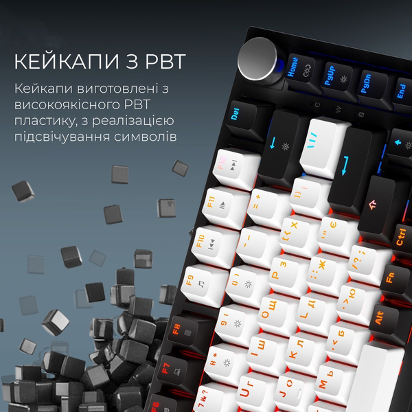 Бездротова механічна клавіатура GamePro Asgard Valhalla (MK160B Pro) 75% QLAB orange switches, изображение 9