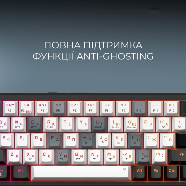 Бездротова механічна клавіатура GamePro Asgard Valhalla (MK210B Pro) 65% QLAB orange switches, изображение 13
