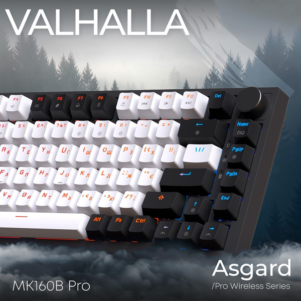 Бездротова механічна клавіатура GamePro Asgard Valhalla (MK160B Pro) 75% QLAB orange switches, изображение 5