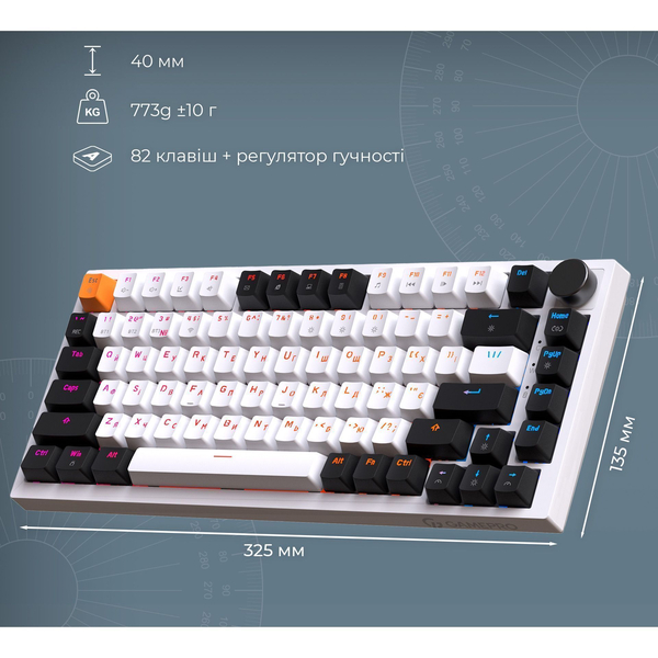 Бездротова механічна клавіатура GamePro Asgard Valhalla (MK160W Pro) 75% QLAB orange switches, изображение 15