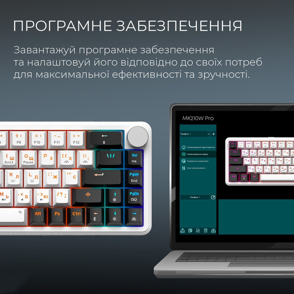 Бездротова механічна клавіатура GamePro Asgard Valhalla (MK210W Pro) 65% QLAB orange switches, зображення 8