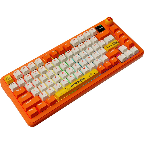 Бездротова механічна клавіатура Ajazz AK820 MAX Avocado Switch Orange-White Theme-RGB--With Screen, изображение 5