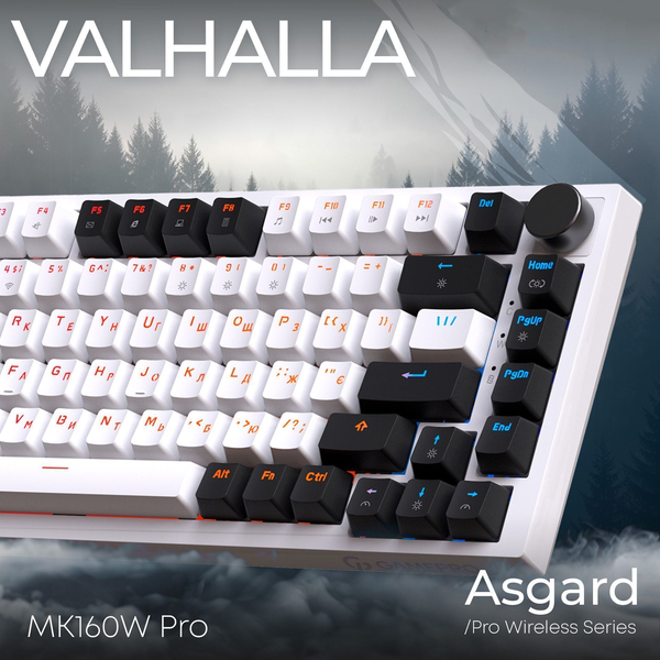 Бездротова механічна клавіатура GamePro Asgard Valhalla (MK160W Pro) 75% QLAB orange switches, изображение 5