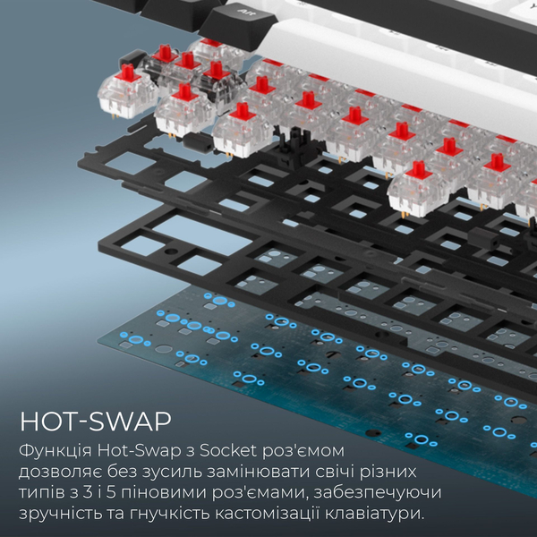 Бездротова механічна клавіатура GamePro Asgard Valhalla (MK210B Pro) 65% QLAB orange switches, изображение 10