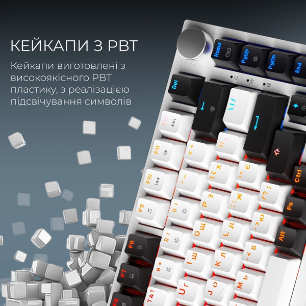 Бездротова механічна клавіатура GamePro Asgard Valhalla (MK160W Pro) 75% QLAB orange switches, изображение 9