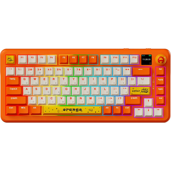 Бездротова механічна клавіатура Ajazz AK820 MAX Avocado Switch Orange-White Theme-RGB--With Screen, изображение 2
