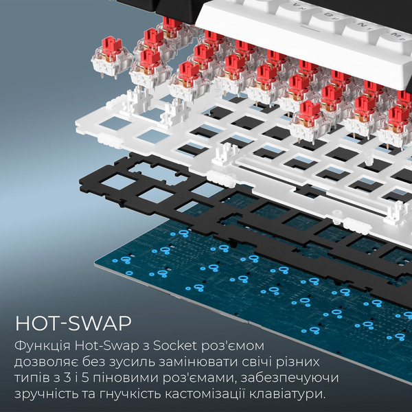 Бездротова механічна клавіатура GamePro Asgard Valhalla (MK160B Pro) 75% QLAB orange switches, зображення 11