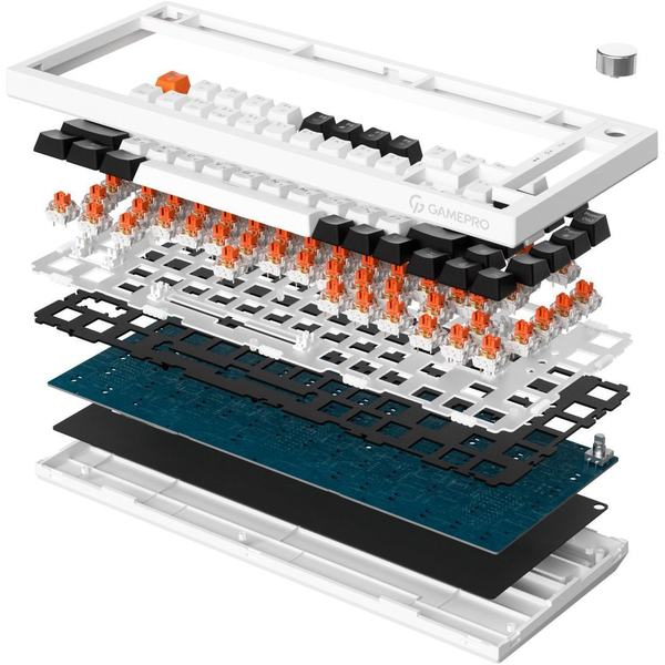 Бездротова механічна клавіатура GamePro Asgard Valhalla (MK160W Pro) 75% QLAB orange switches, изображение 4