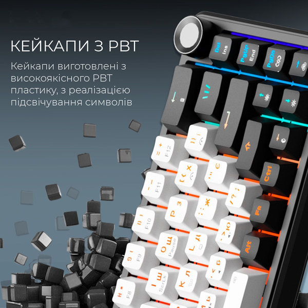 Бездротова механічна клавіатура GamePro Asgard Valhalla (MK210B Pro) 65% QLAB orange switches, изображение 8