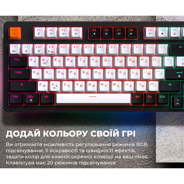 Дротова механічна клавіатура GamePro MK170B (Red) з Hot-Swap RGB Black, изображение 12