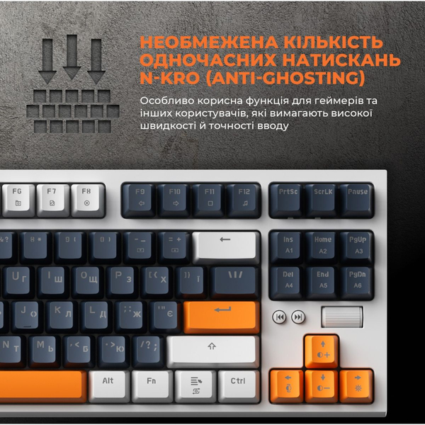 Дротова механічна клавіатура GamePro MK180W (Red) з Hot-Swap RGB White, зображення 6