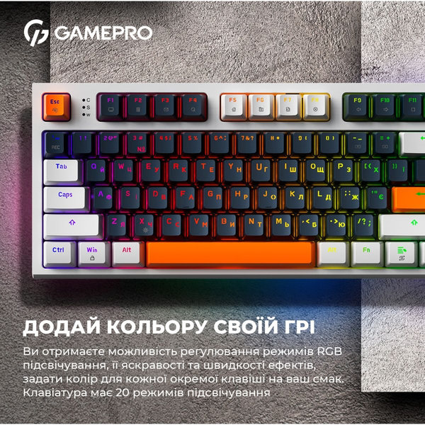Дротова механічна клавіатура GamePro MK180W (Red) з Hot-Swap RGB White, зображення 11