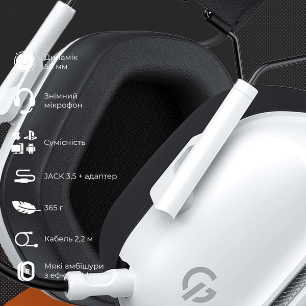 Ігрова гарнітура GamePro Genesis Hunter (HS1350W), зображення 5