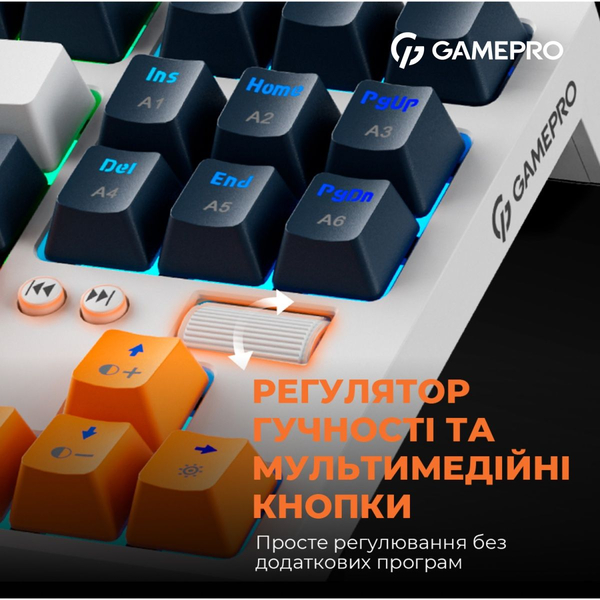 Дротова механічна клавіатура GamePro MK180W (Red) з Hot-Swap RGB White, зображення 8