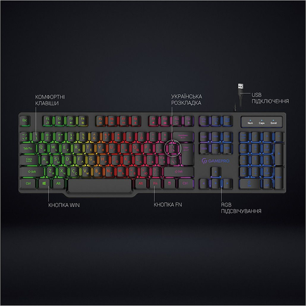 Клавіатура дротова GamePro GK380, зображення 12