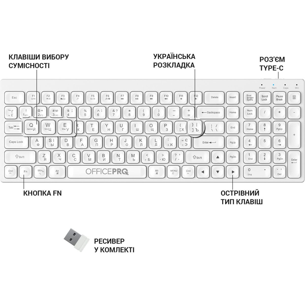 Клавіатура бездротова OfficePro (SK985W), зображення 9
