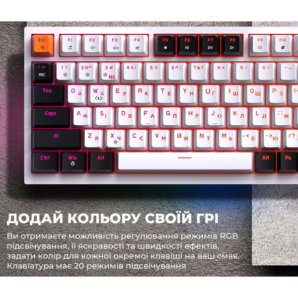 Дротова механічна клавіатура GamePro MK160W (Red) з Hot-Swap RGB White, изображение 13