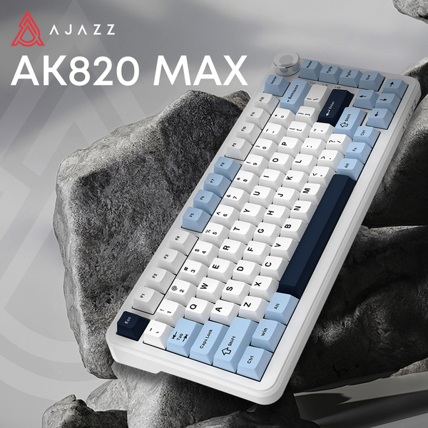 Клавіатура механічна бездротова Ajazz AK820 MAX PLUS Daydream Switch RGB Wireless/BT/USB White, зображення 3