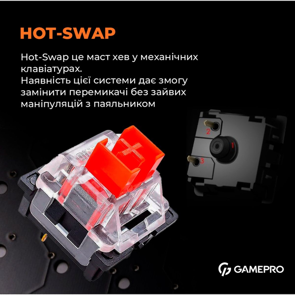 Дротова механічна клавіатура GamePro MK130R (Red) з Hot-Swap RGB Black, изображение 9