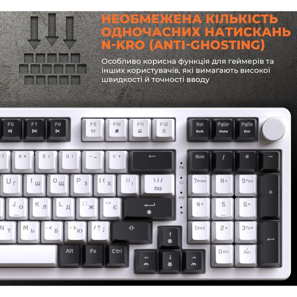 Дротова механічна клавіатура GamePro MK170W (Red) з Hot-Swap RGB White, зображення 14