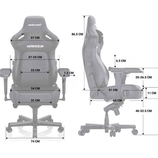 Крісло ігрове Anda Seat Kaiser 4 Black Fabric Size L, зображення 12
