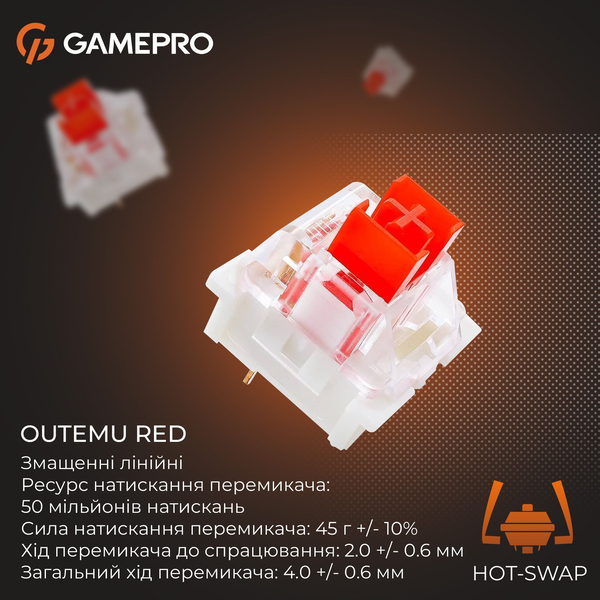 Механічна клавіатура GamePro Genesis Infinity (MK130BW) outemu swithes, зображення 8