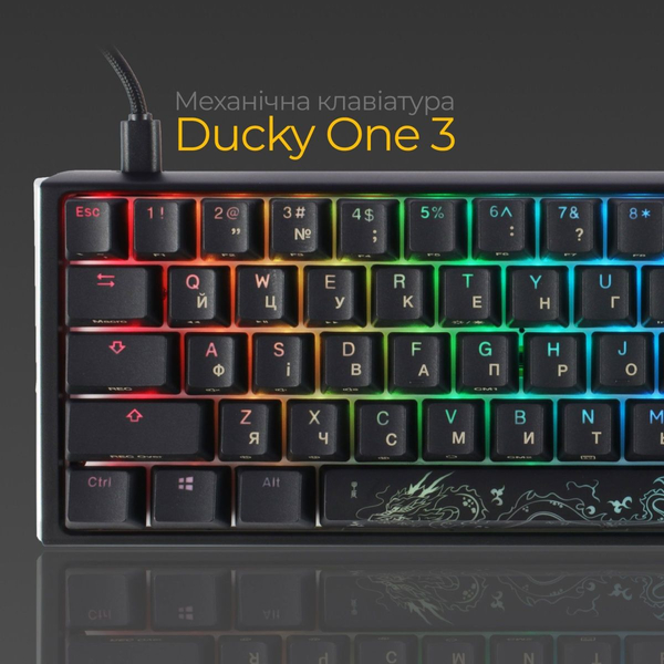 Механічна клавіатура Ducky One 3 SF Cherry MX Red RGB Black UA, зображення 3