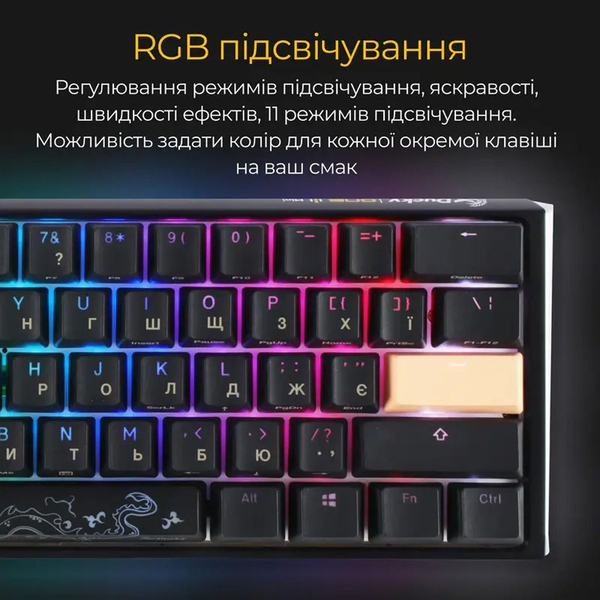 Механічна клавіатура Ducky One 3 Mini Cherry MX Brown RGB Black UA, зображення 4