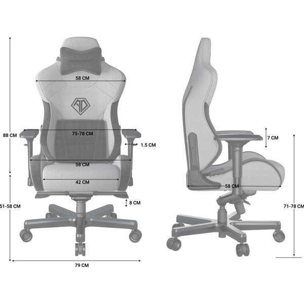Крісло ігрове Anda Seat T-Pro 2 Grey/Black Size XL, изображение 12