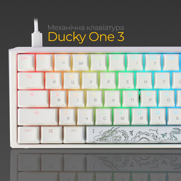 Механічна клавіатура Ducky One 3 SF Cherry MX Brown RGB White UA, изображение 3