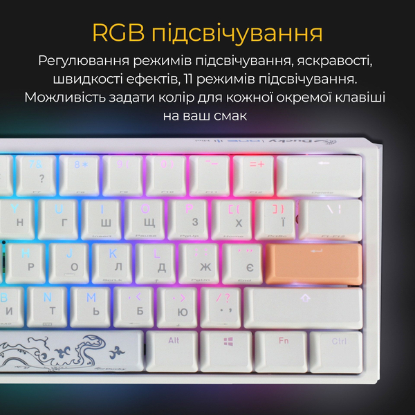Механічна клавіатура Ducky One 3 Mini Cherry MX Brown RGB White UAA, зображення 4