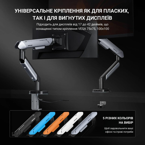 Настільне кріплення для монітора Anda Seat Stealth Pro II RGB 17’’-42’’ Black, изображение 15