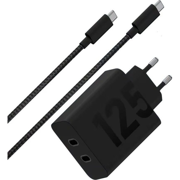 Зарядний пристрій MOTOROLA 125W GaN 2С + кабель 2m (PG38C06632) чорний