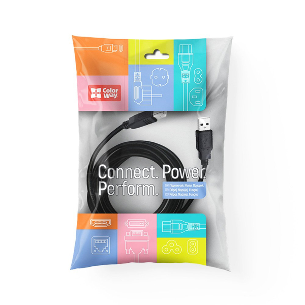 Кабель Colorway USB 2.0 до BM Print Cable 3 м чорний (CW-CBUB073-BK)