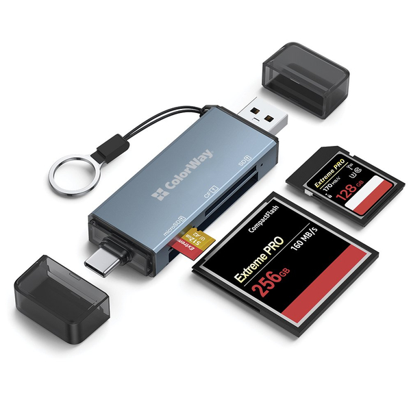 Кардридер Colorway USB 2.0/USB-C to CF/SD/MicroSD (CW-CR-01), изображение 2