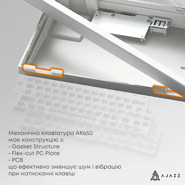 Дротова механічна клавіатура Ajazz AK650 Day Dream switches Gradient Black Gray (AK650-DD-BG), зображення 4