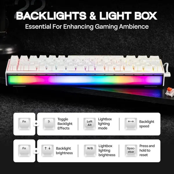 Дротова механічна клавіатура Ajazz NK68 Red switches Side contour White (NK68-R-S-W), зображення 4