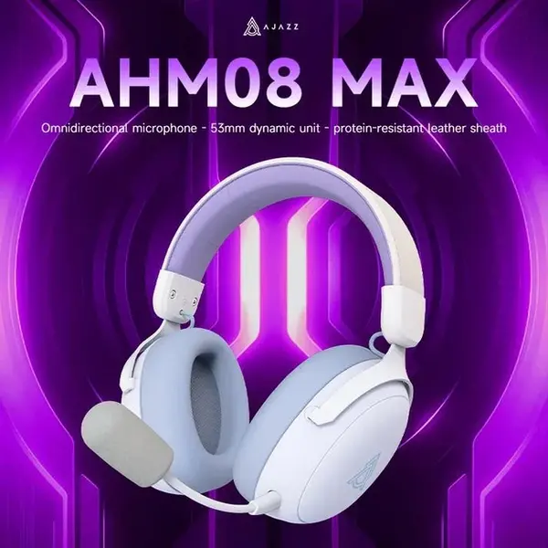 Бездротова ігрова гарнітура Ajazz AHM08 MAX Purple White Blue (AHM08-MAX-PWB), зображення 2