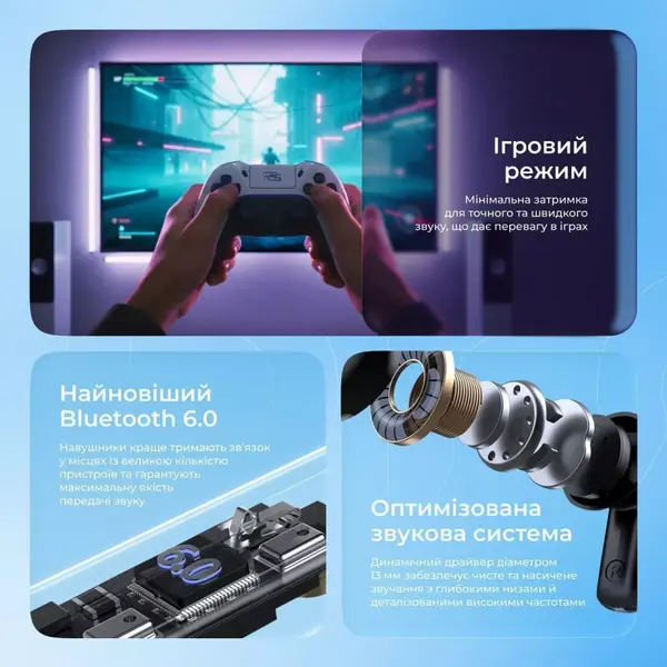 Бездротові навушники Proove NoLimit TWS with Hybrid ANC (APP) black/gray (TWNL0001AP13), зображення 5