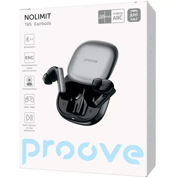 Бездротові навушники Proove NoLimit TWS with Hybrid ANC (APP) black/gray (TWNL0001AP13), зображення 8